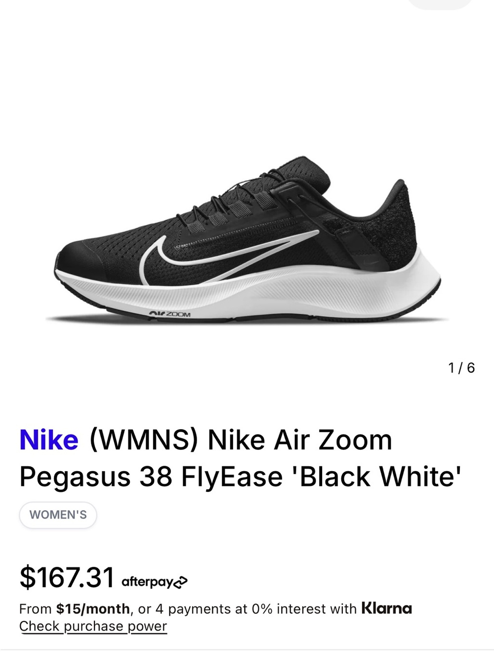 Nike Women's Running Shoe - Black & White